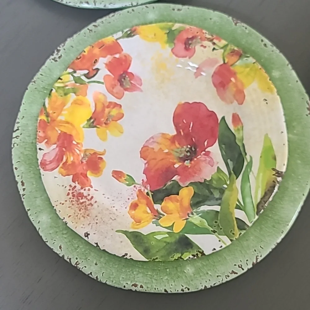 Pier One Rustic Melamine Dinner And Salad Plate Set. 8 Plates